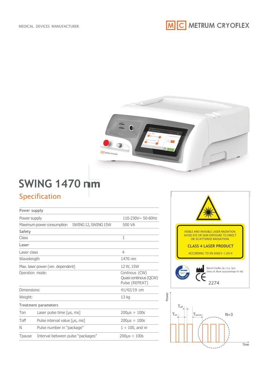 SWING 1470 nm EVLT laser brochure visual
